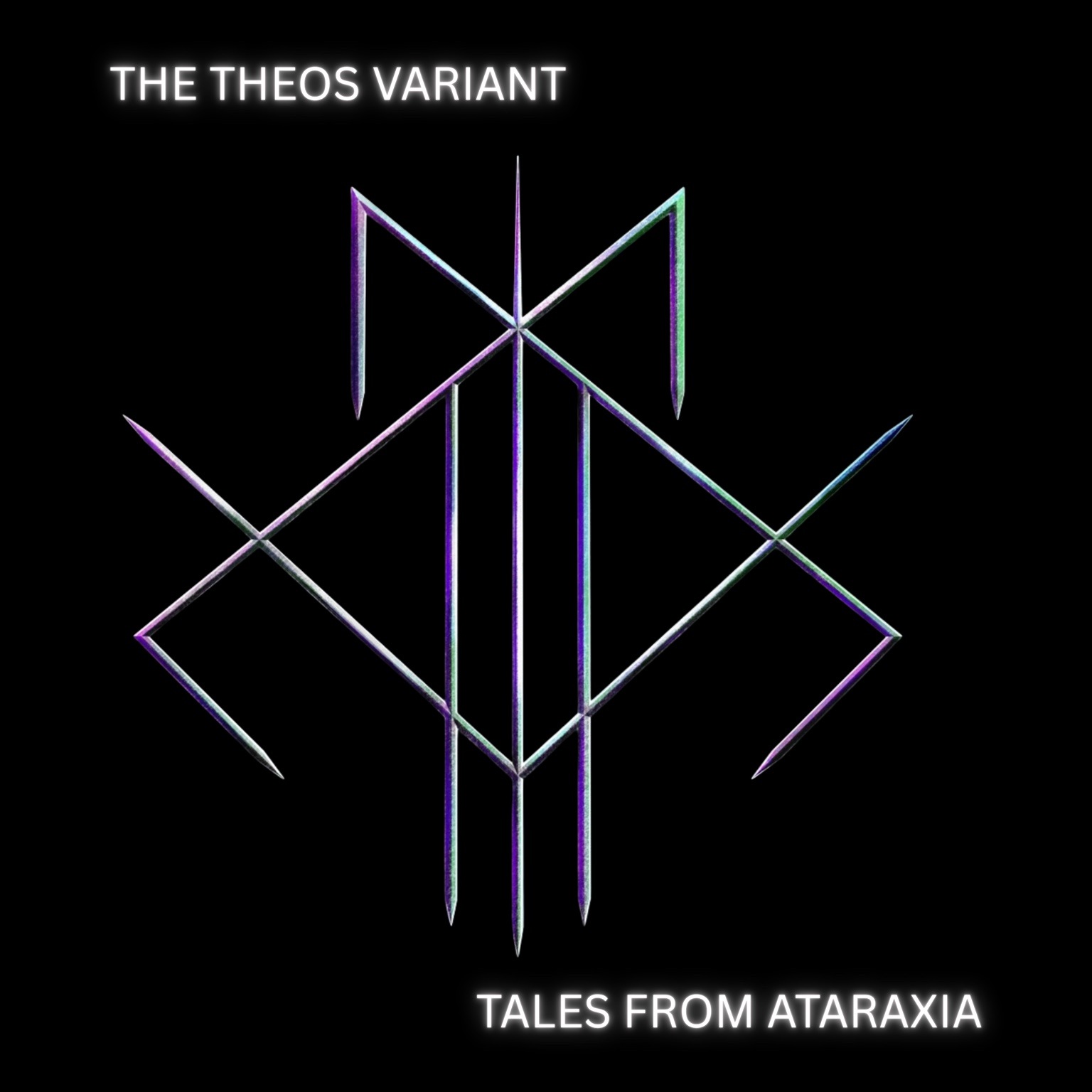 Official Tales from Ataraxia album artwork featuring the iridescent The Theos Variant symbol